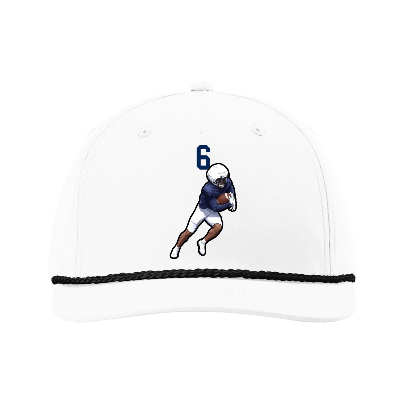 Five-Panel Classic Rope Cap — Number Top in White