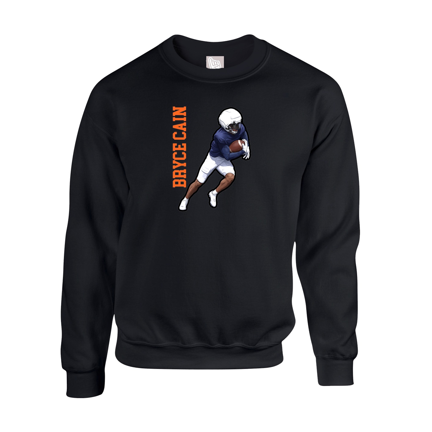 Fleece Crew — Name Vertical in Black