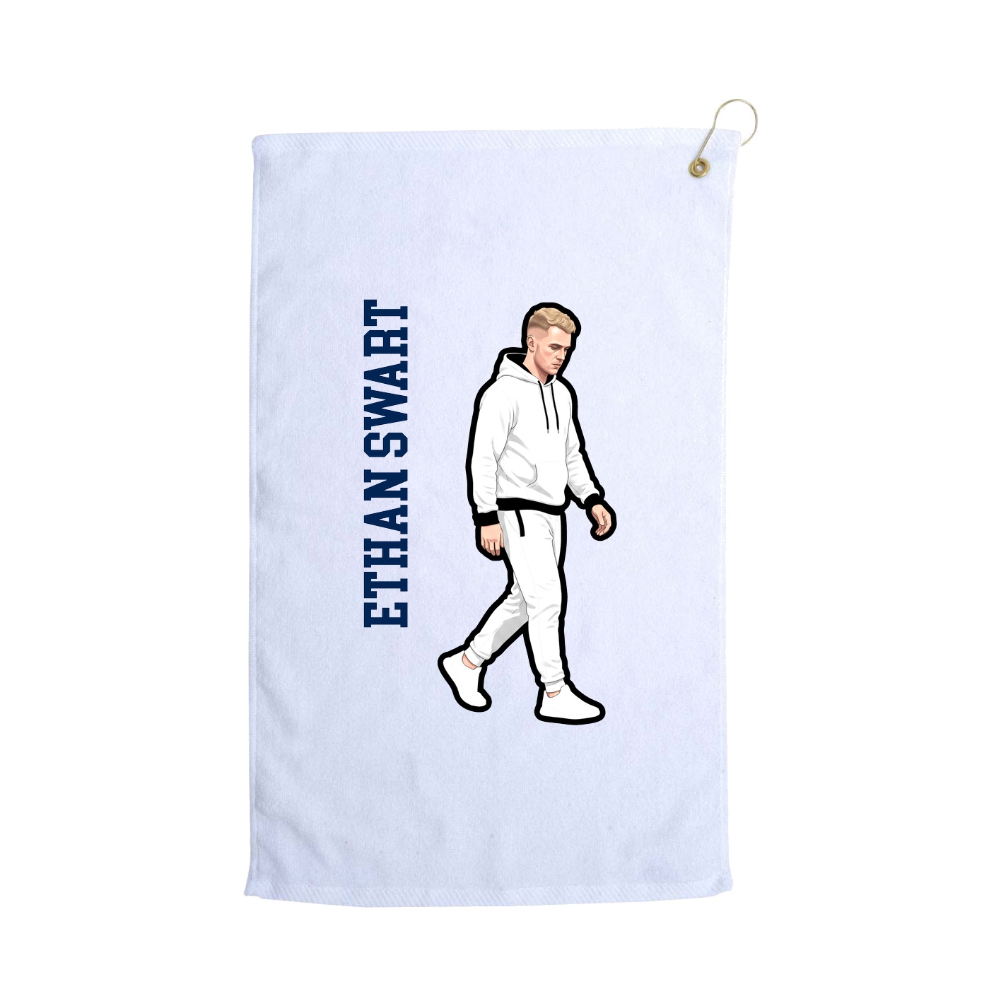 Golf Towel — Name Vertical in White