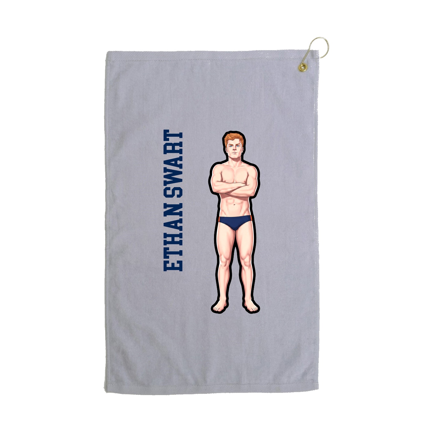 Golf Towel — Name Vertical in Grey