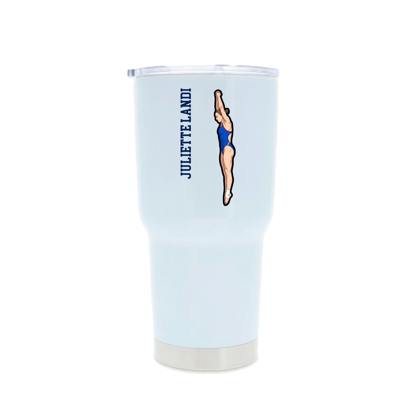 30oz Stainless Steel Tumbler — Name Vertical in White