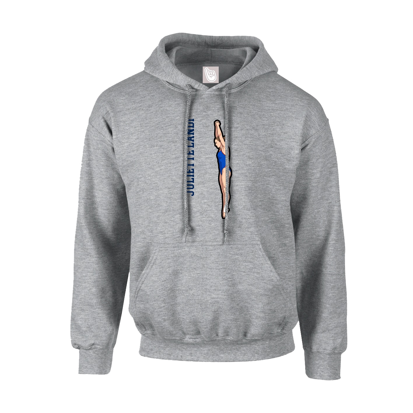 Hoodie — Name Vertical in Grey
