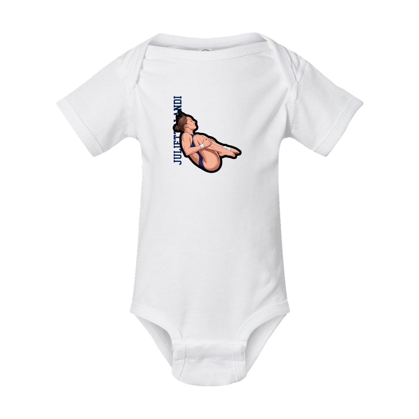 Baby Onesie — Name Vertical in White