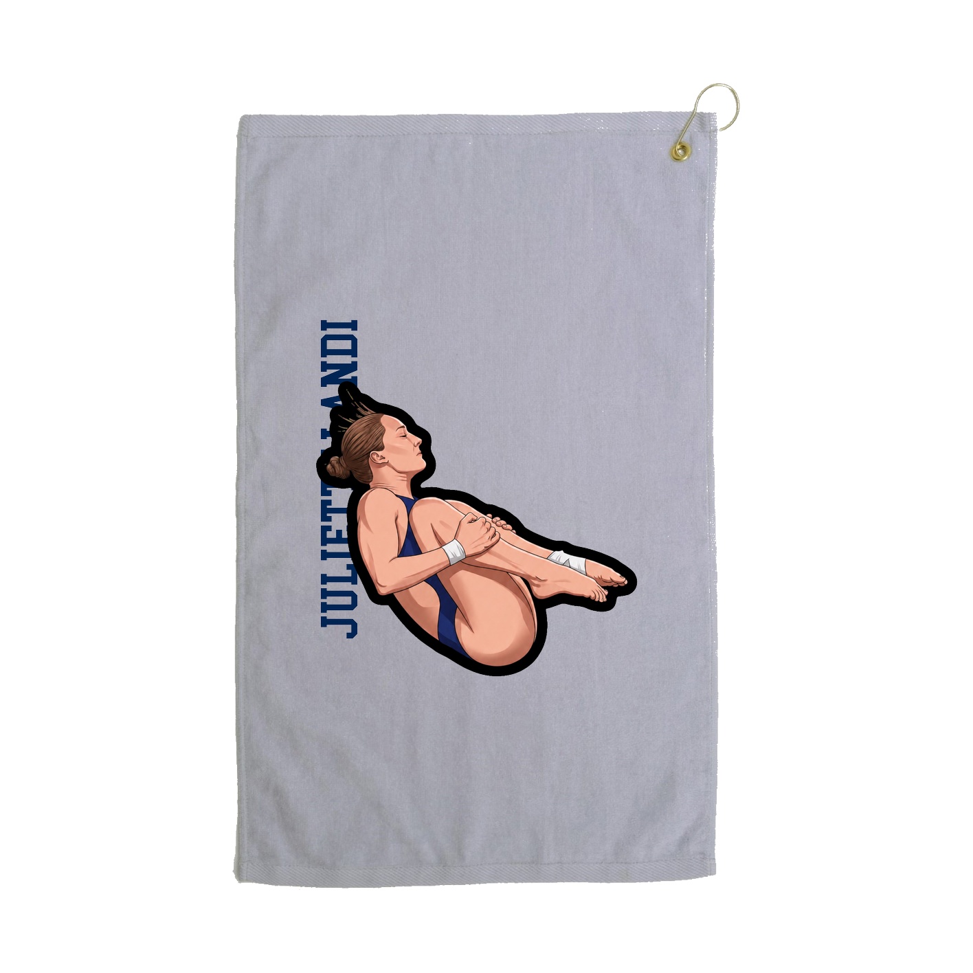 Golf Towel — Name Vertical in Grey
