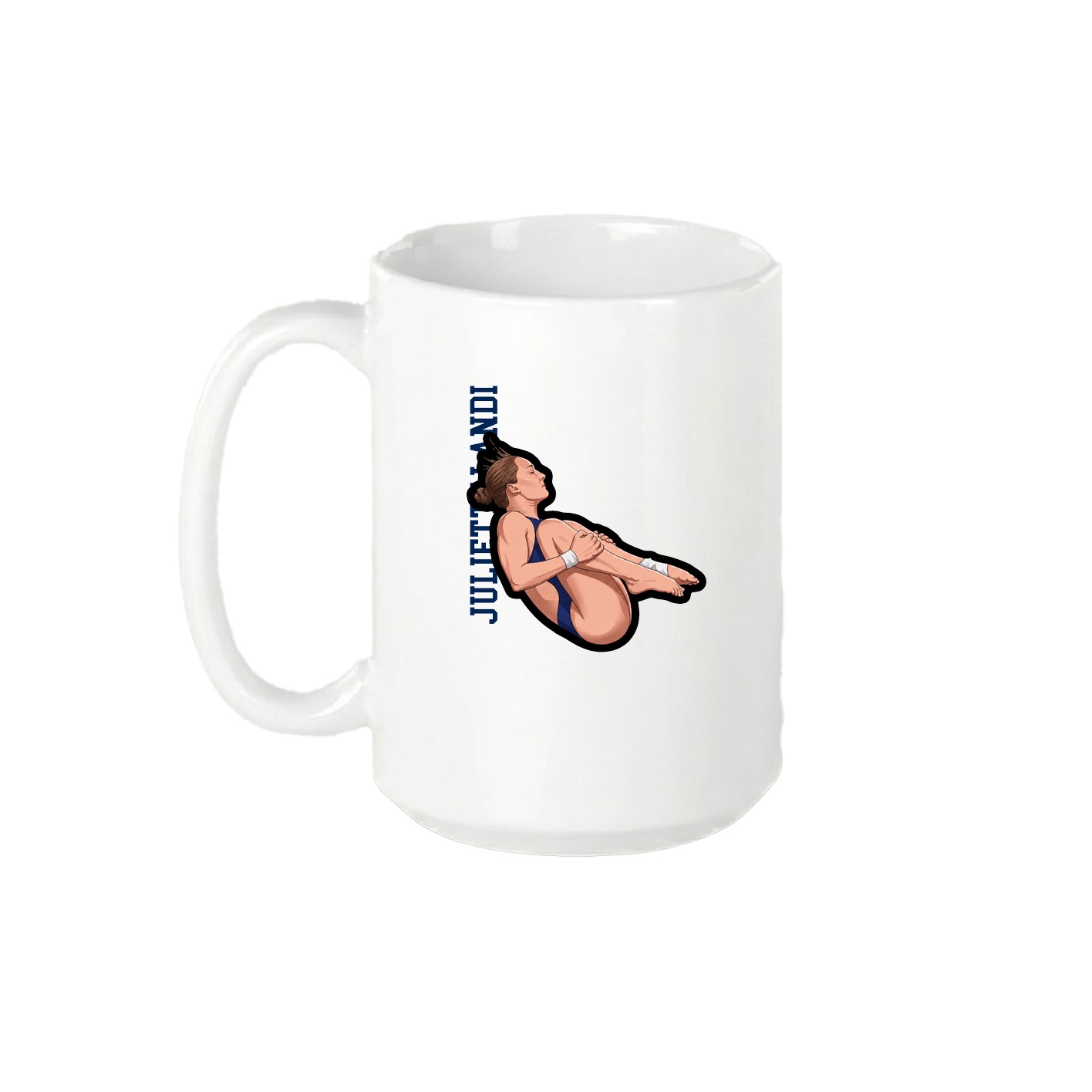 15oz Coffee Mug — Name Vertical in White