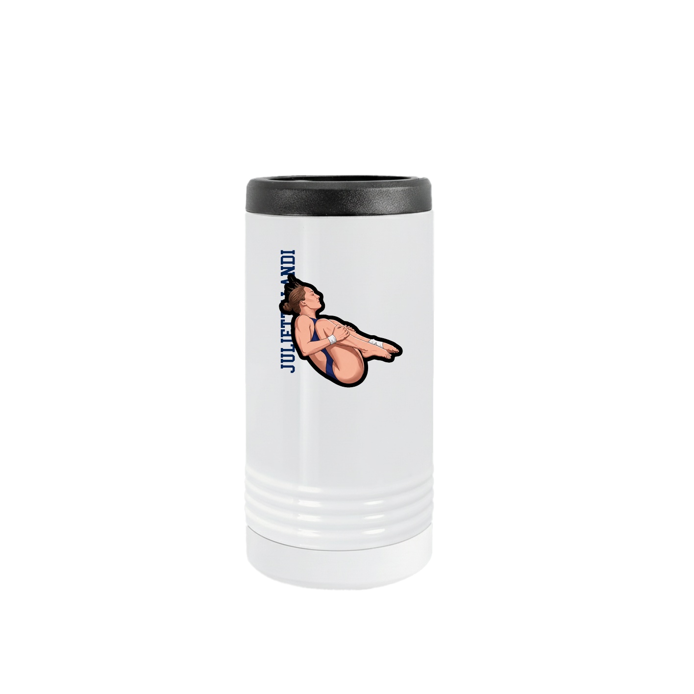 Slim Beverage Holder — Name Vertical in White