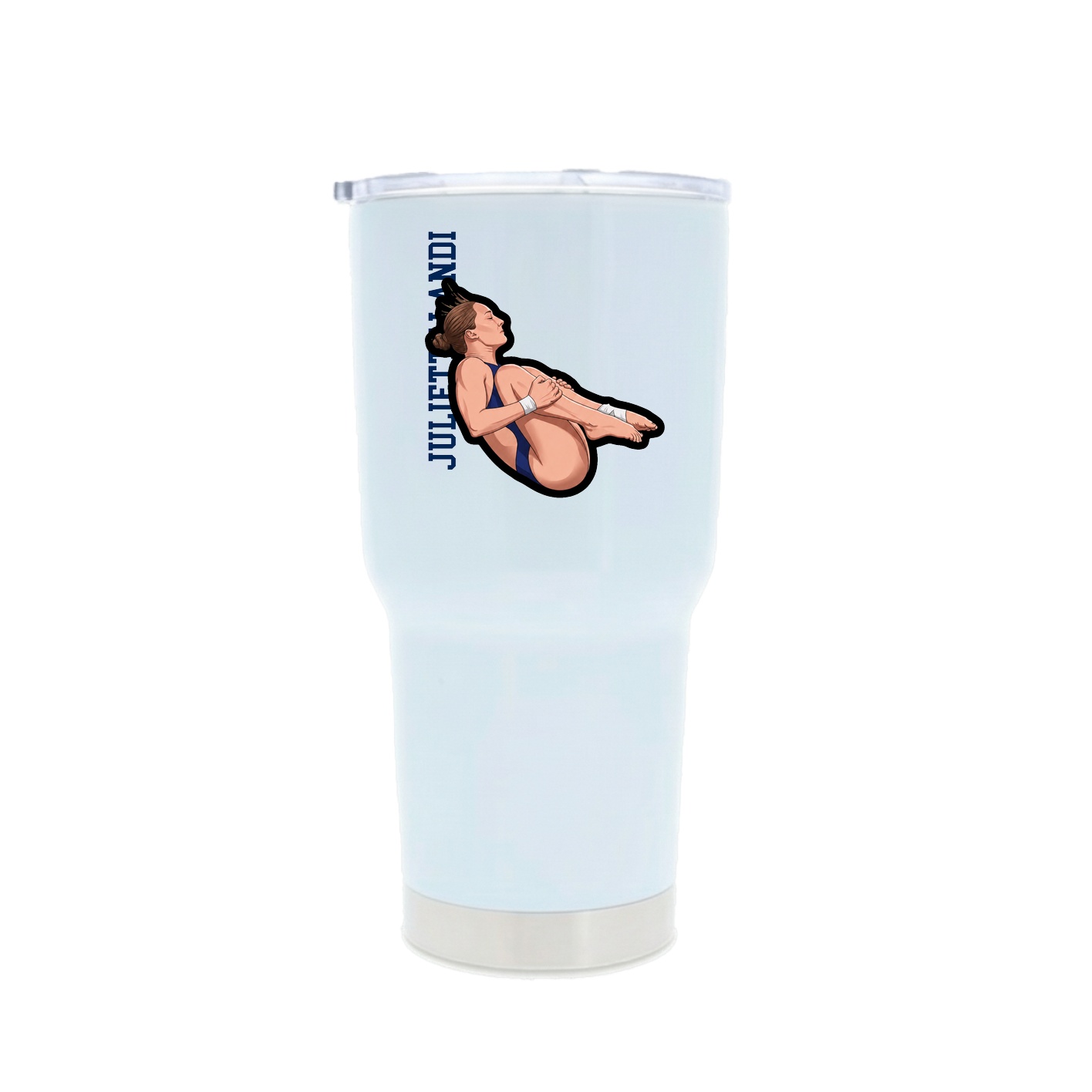30oz Stainless Steel Tumbler — Name Vertical in White