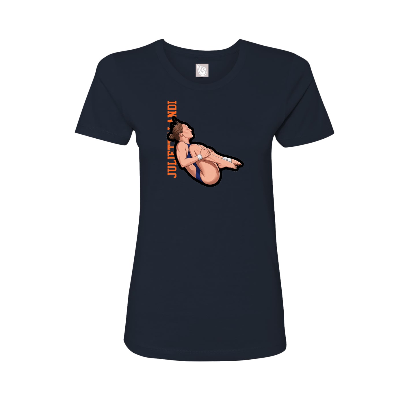 Fitted Women's Tee — Name Vertical in Navy