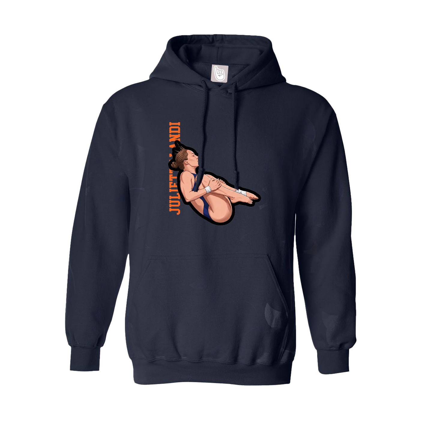 Hoodie — Name Vertical in Navy