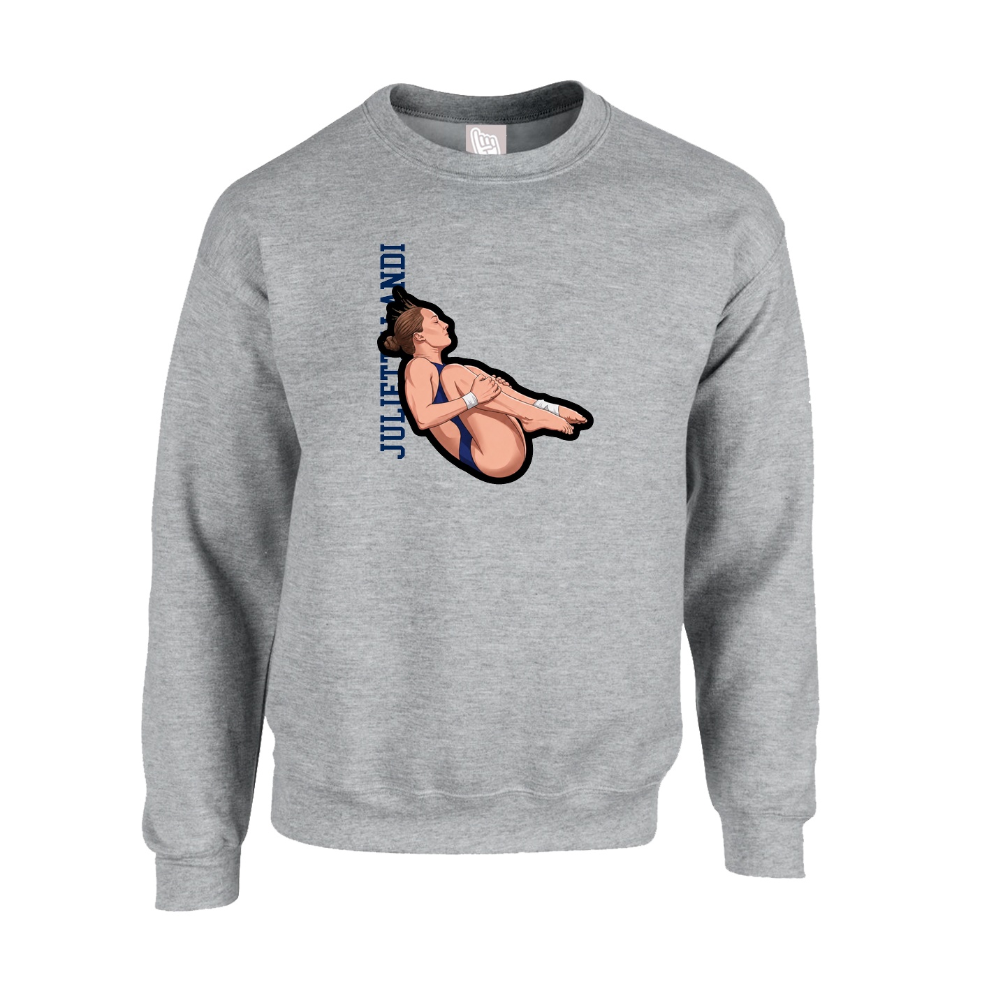 Fleece Crew — Name Vertical in Grey