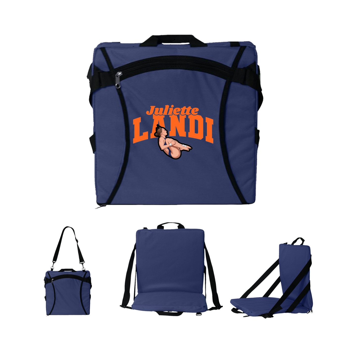Folding Stadium Seat — Signature Arch in Navy