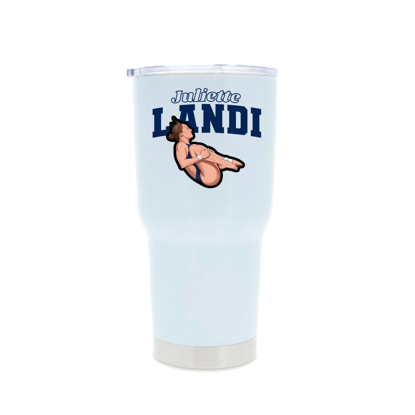 30oz Stainless Steel Tumbler — Name Arch in White