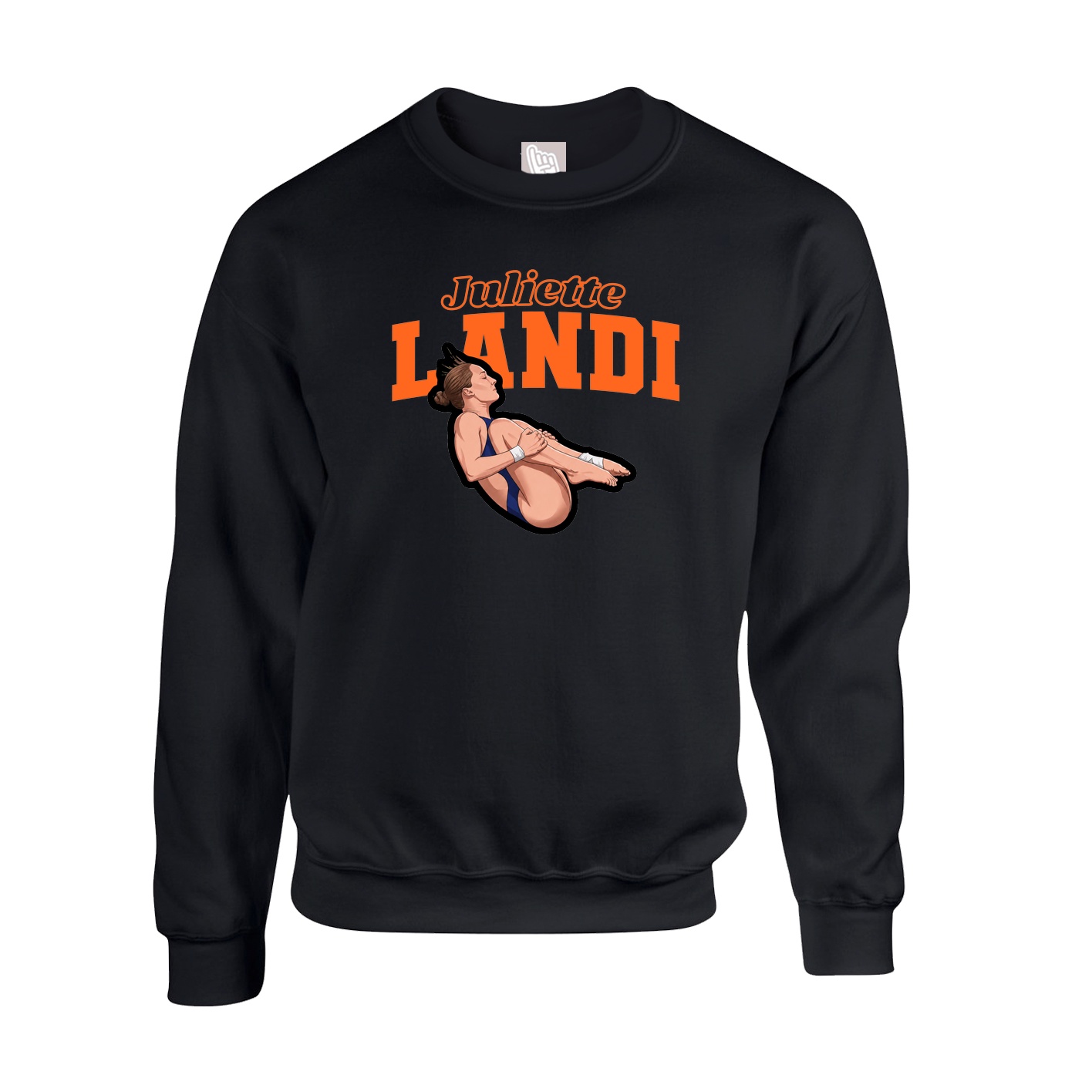 Fleece Crew — Name Arch in Black