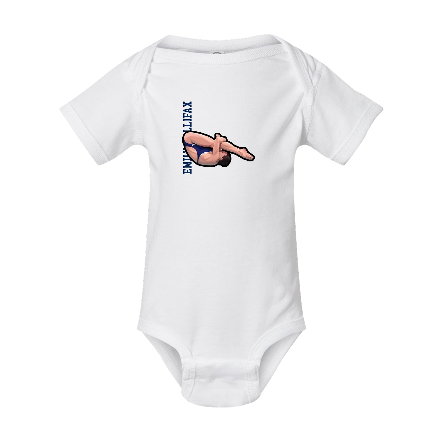 Baby Onesie — Name Vertical in White