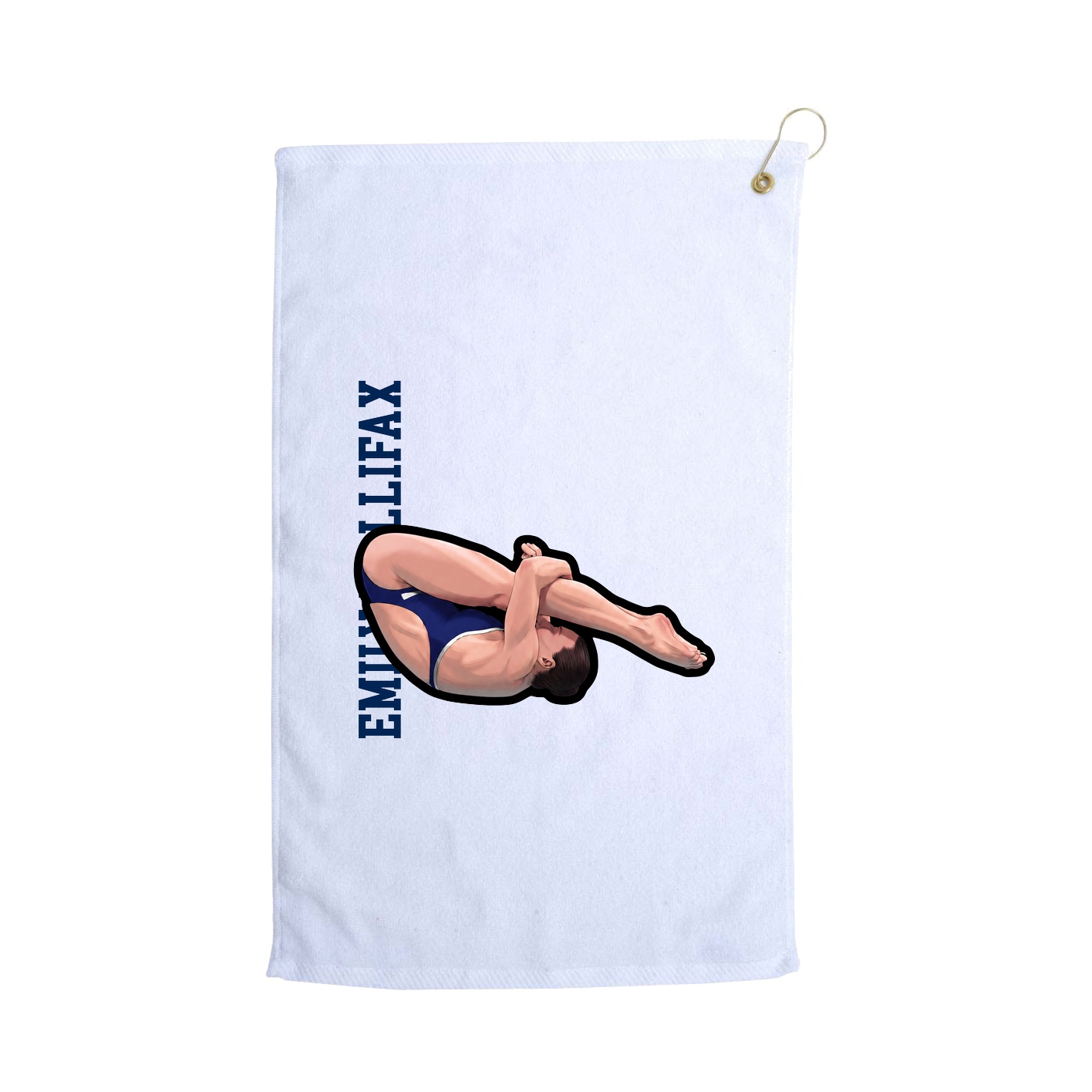 Golf Towel — Name Vertical in White