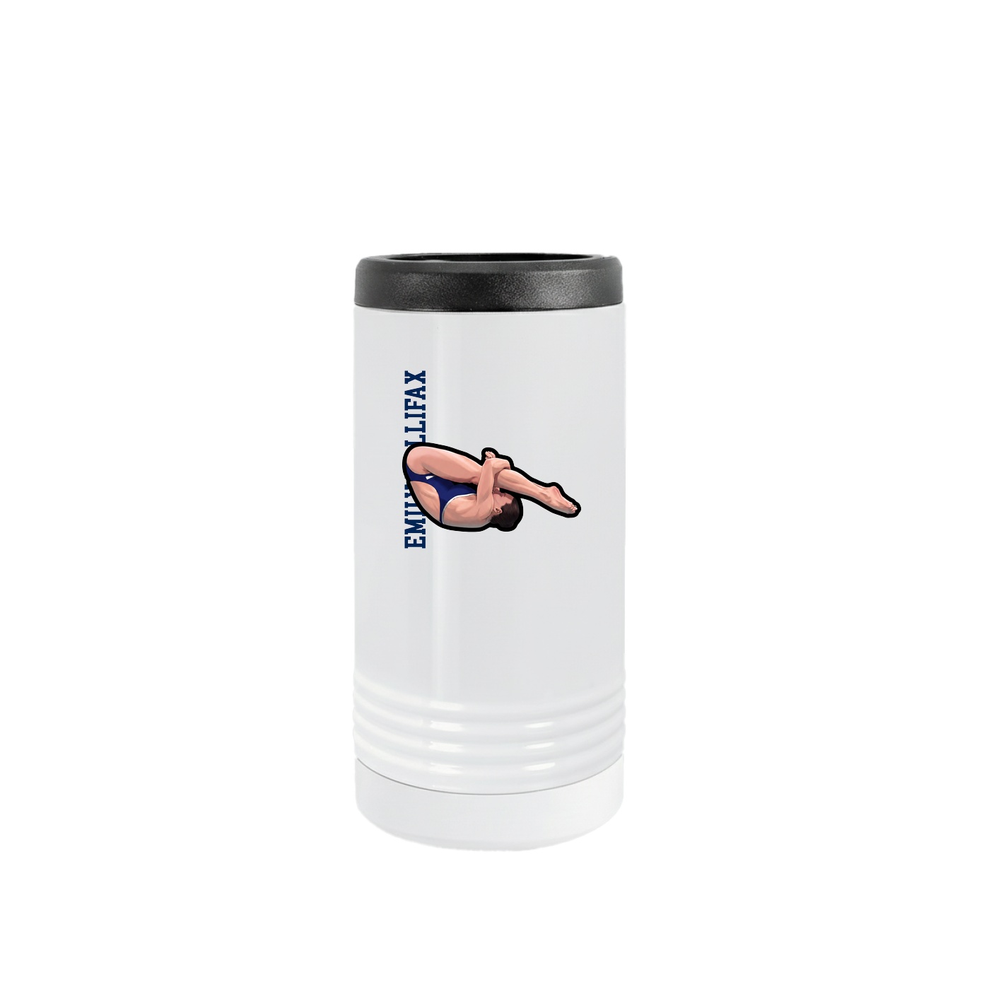 Slim Beverage Holder — Name Vertical in White