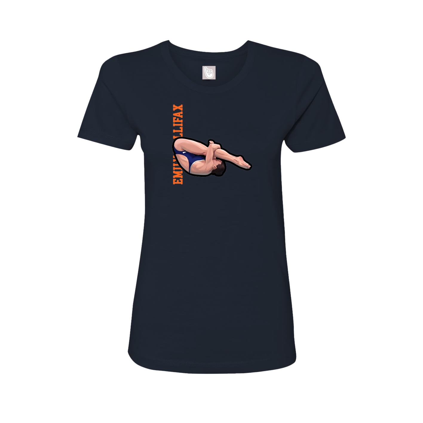 Fitted Women's Tee — Name Vertical in Navy
