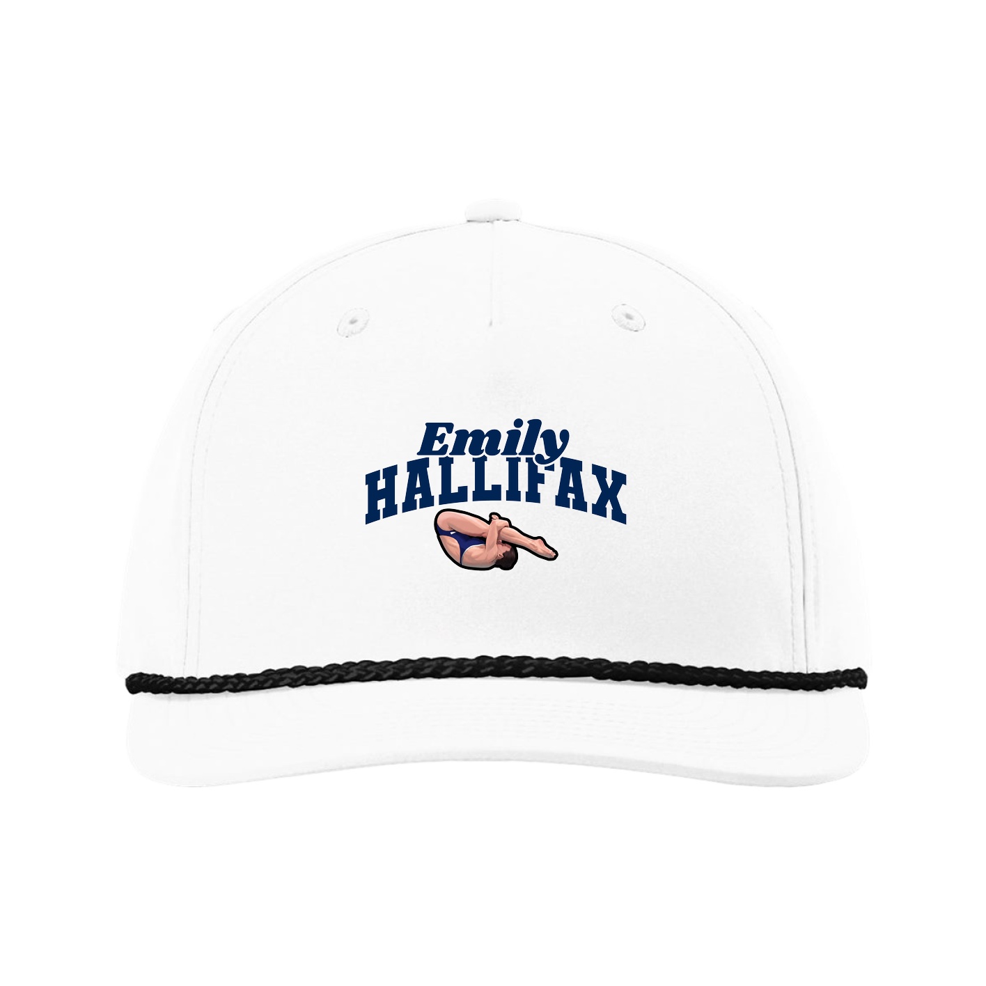 Five-Panel Classic Rope Cap — Signature Arch in White