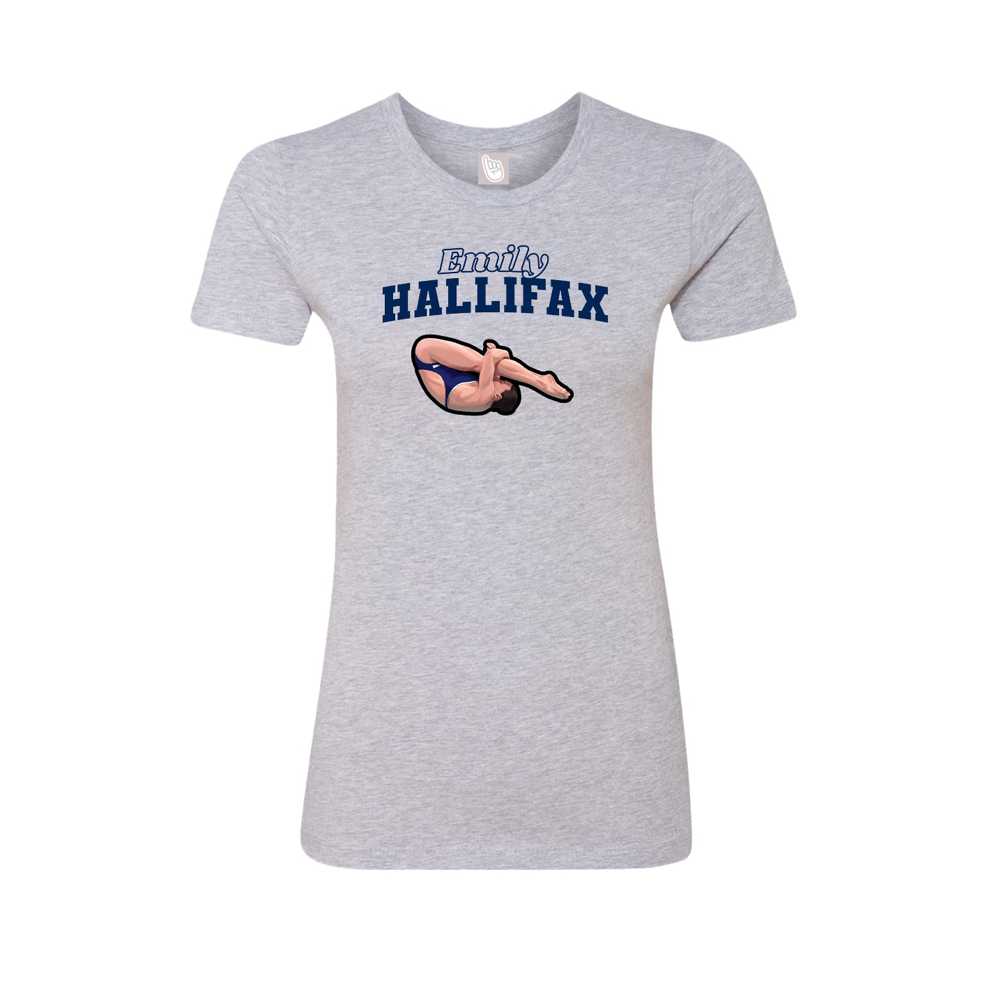 Fitted Women's Tee — Name Arch in Grey