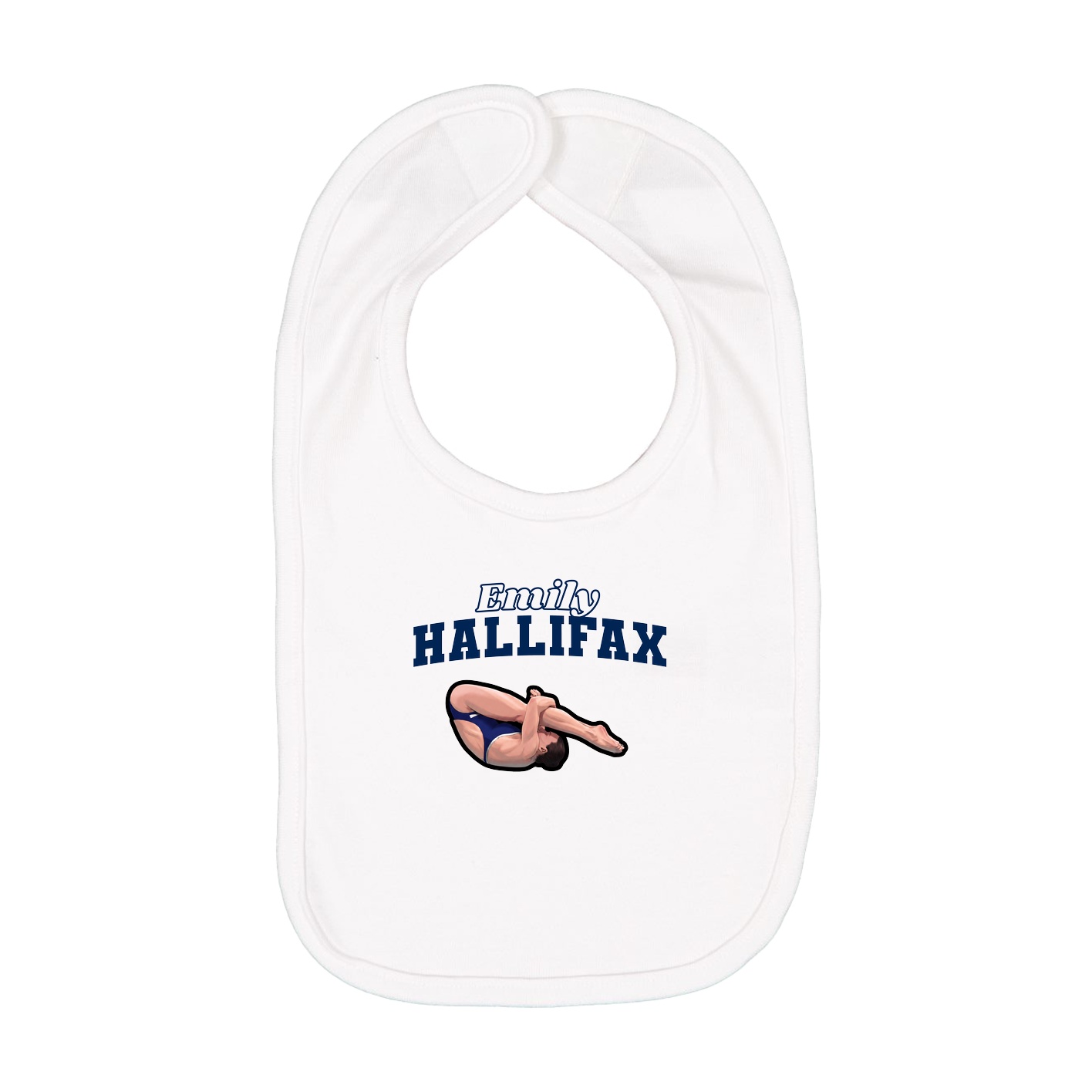 Infant Bib — Name Arch in White