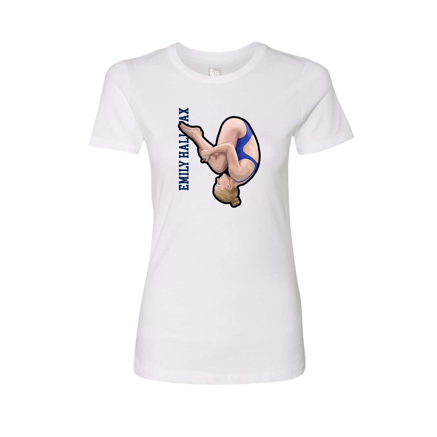 Fitted Women's Tee — Name Vertical in White