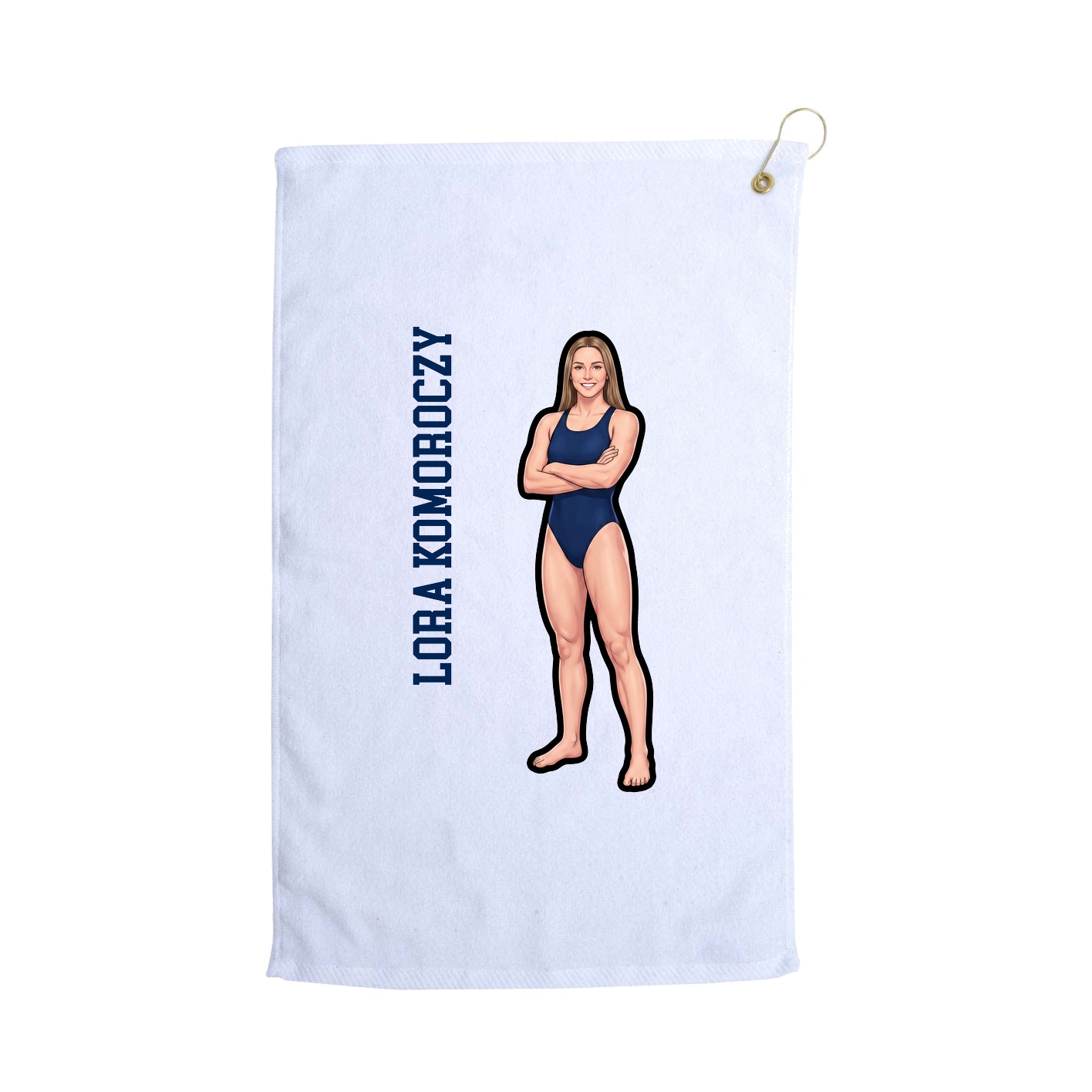 Golf Towel — Name Vertical in White