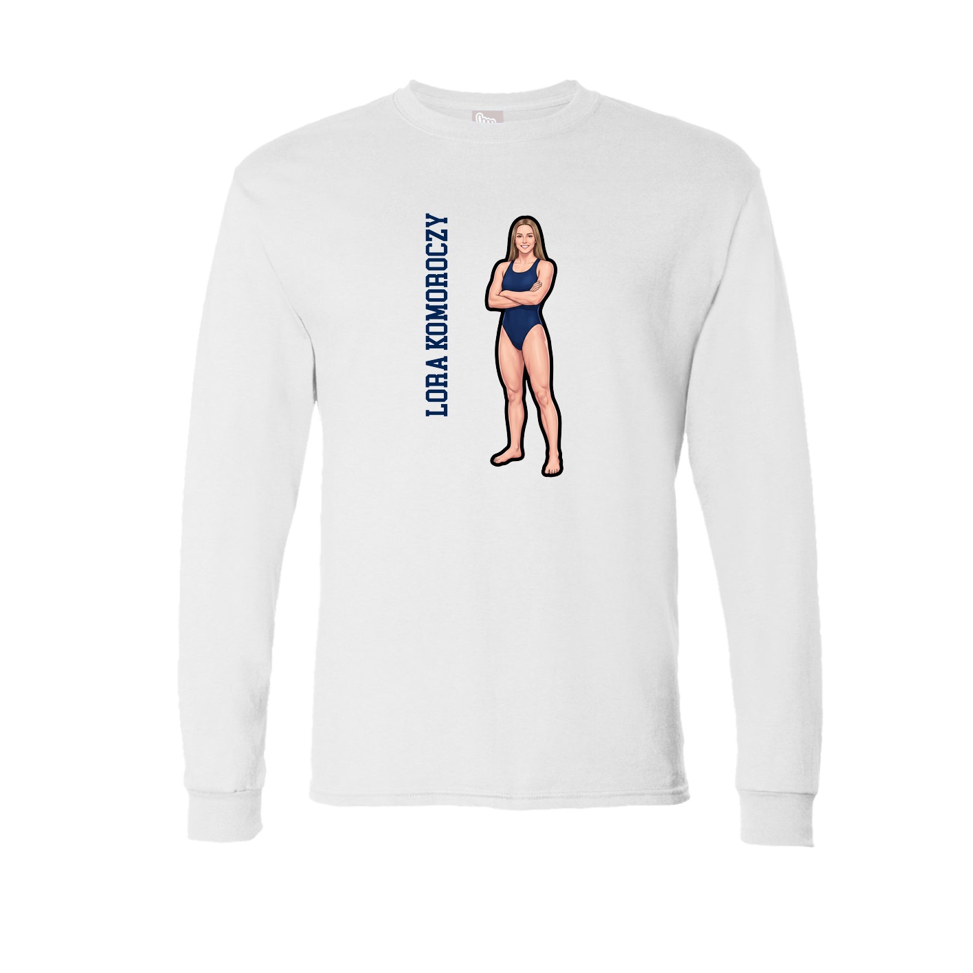 Long Sleeve Tee — Name Vertical in White