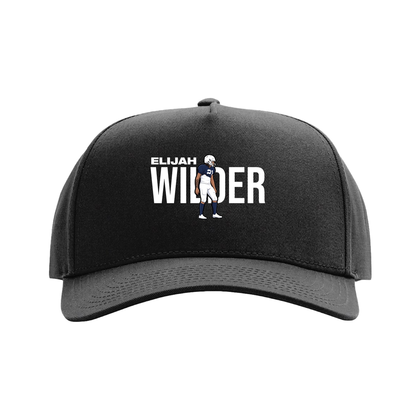 Full Fabric Five-Panel Champ Cap — Player Name in Black