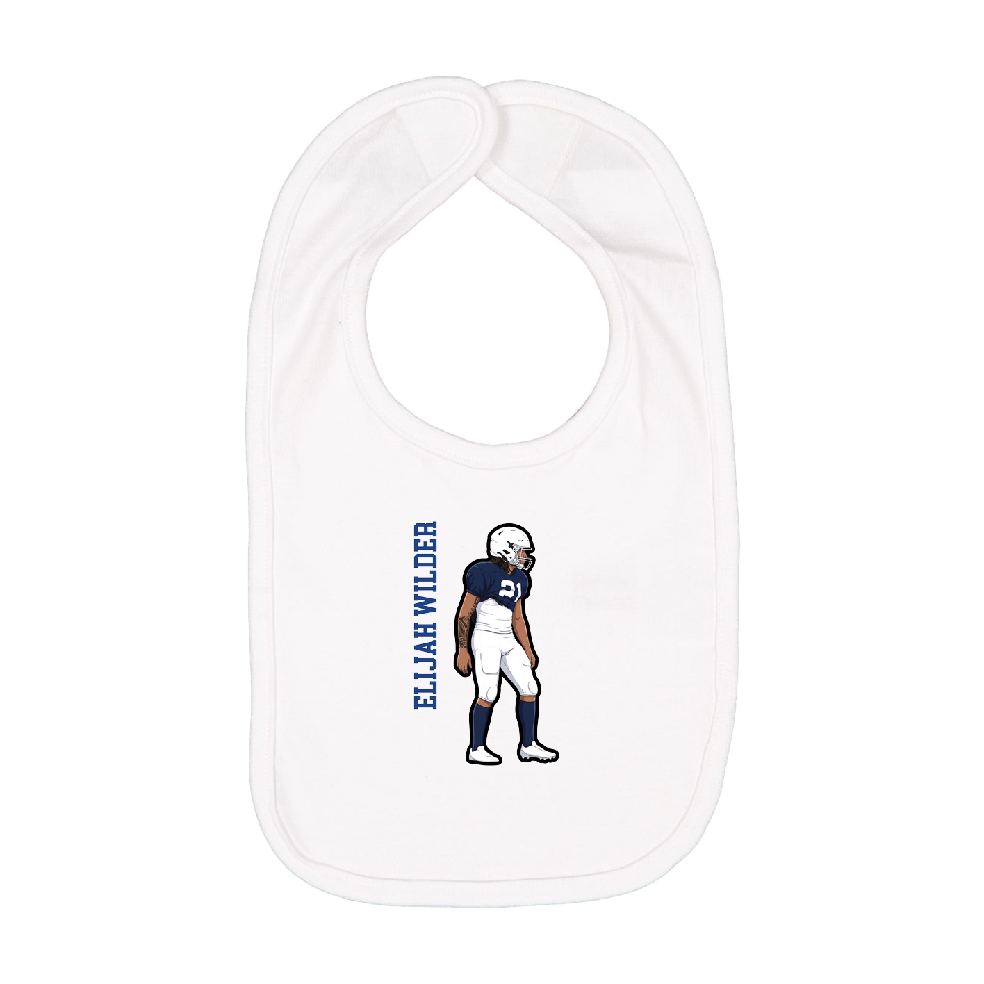 Infant Bib — Name Vertical in White