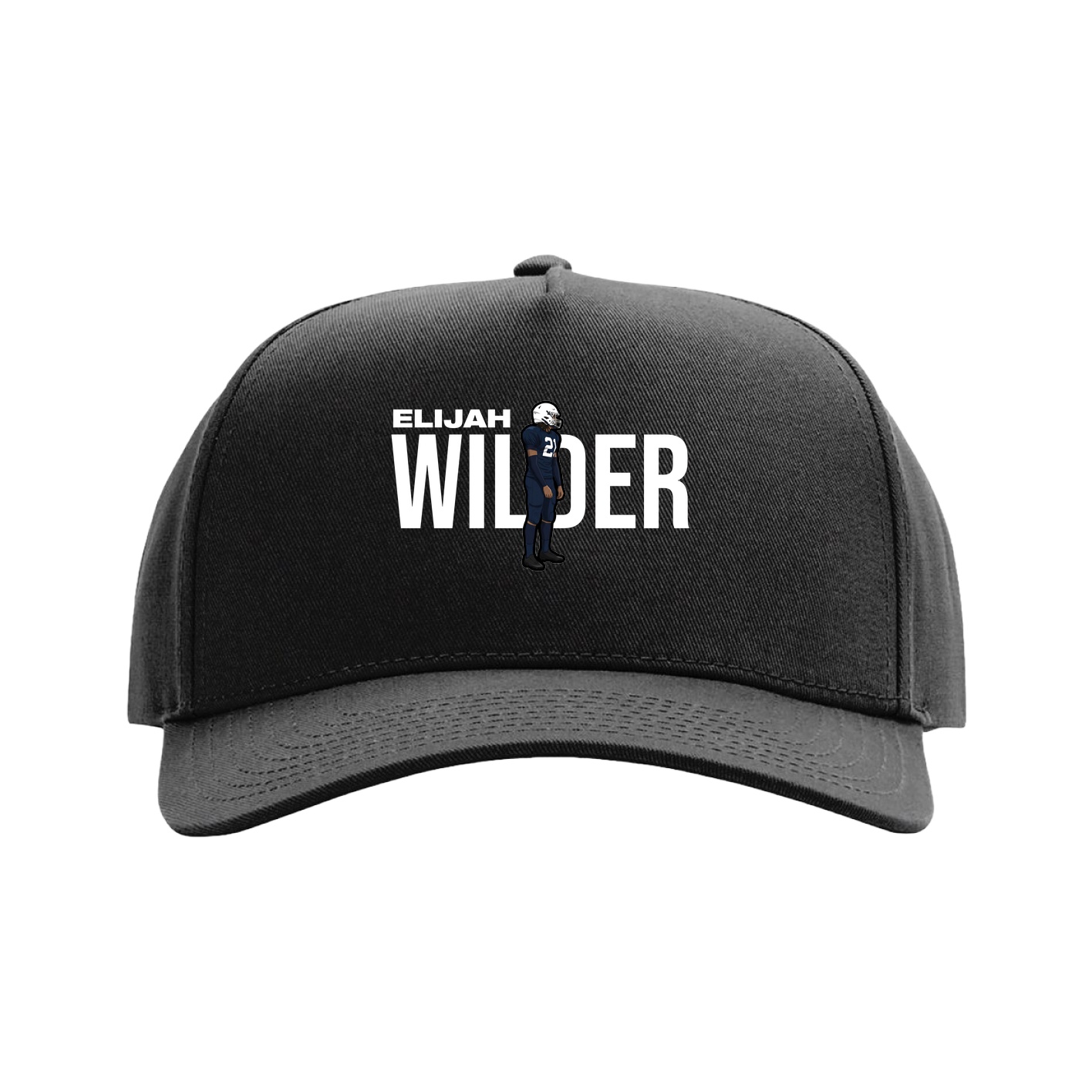Full Fabric Five-Panel Champ Cap — Player Name in Black
