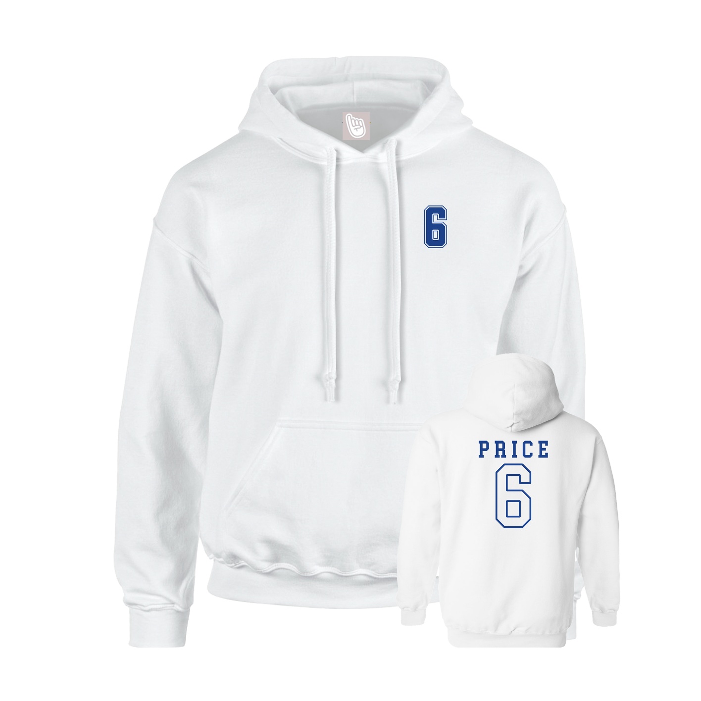 Youth Hoodie — Chest Back in White