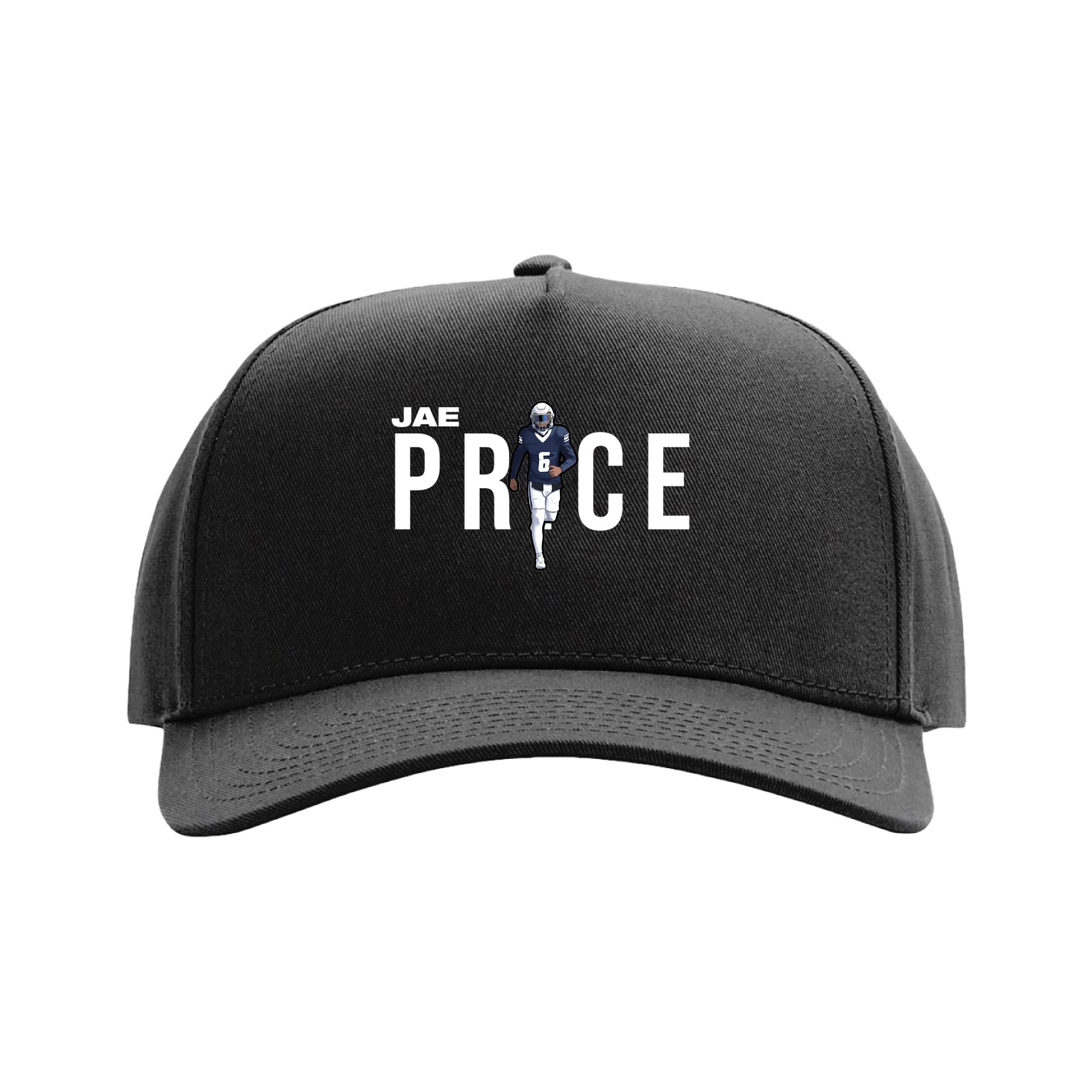 Full Fabric Five-Panel Champ Cap — Player Name in Black