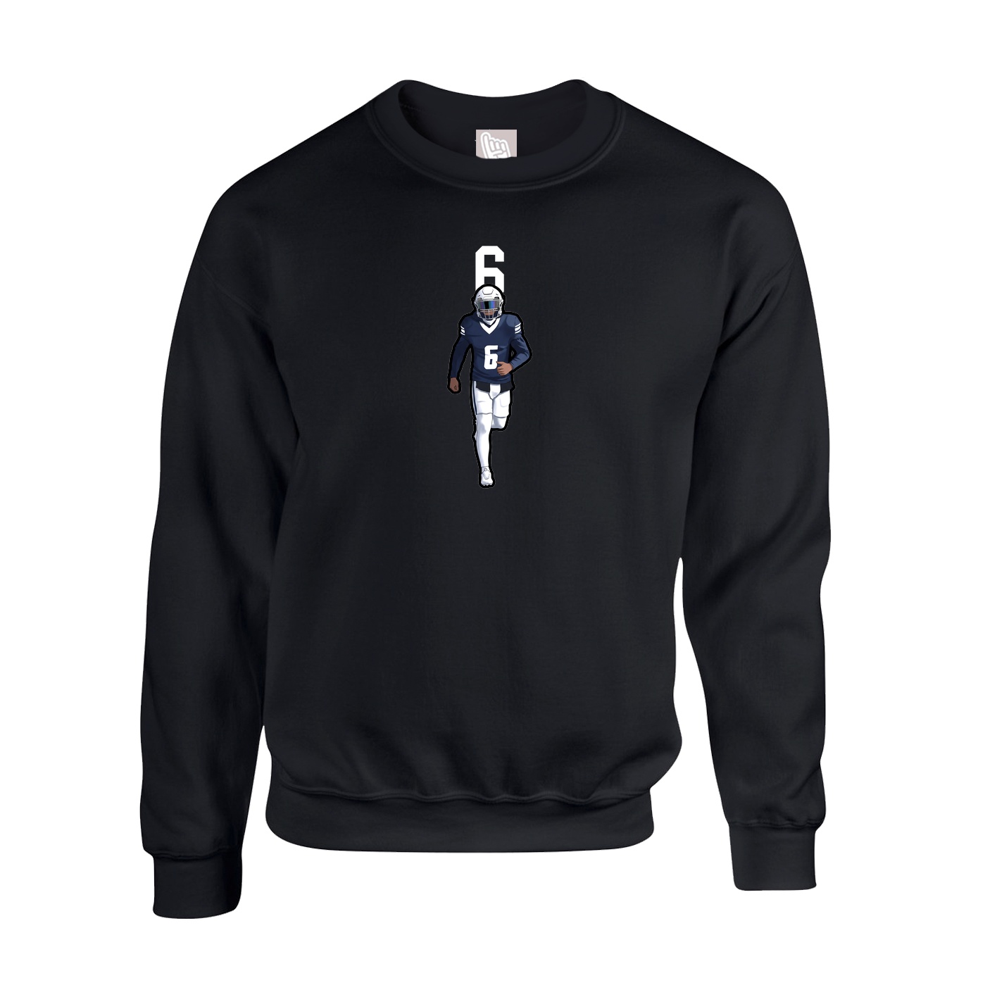 Fleece Crew — Number Top in Black