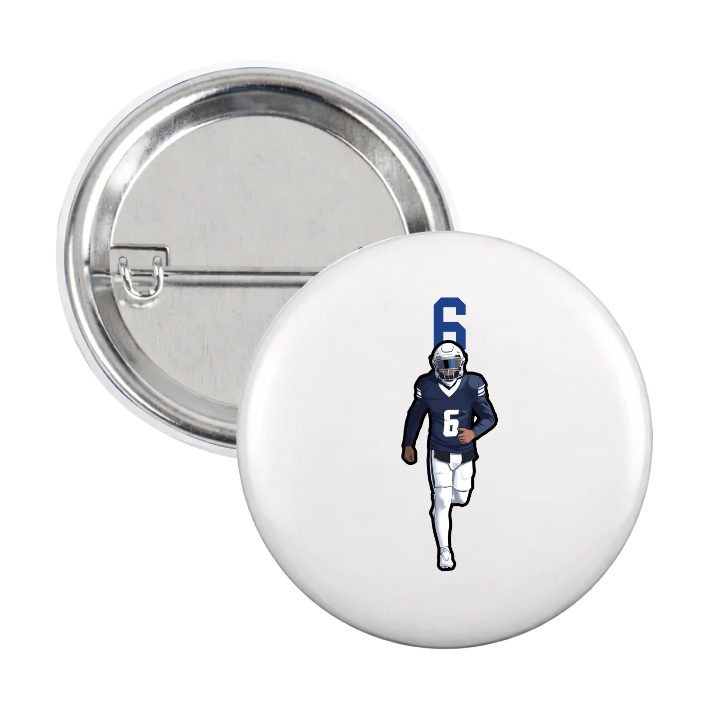 Game Day Button — Number Top in White