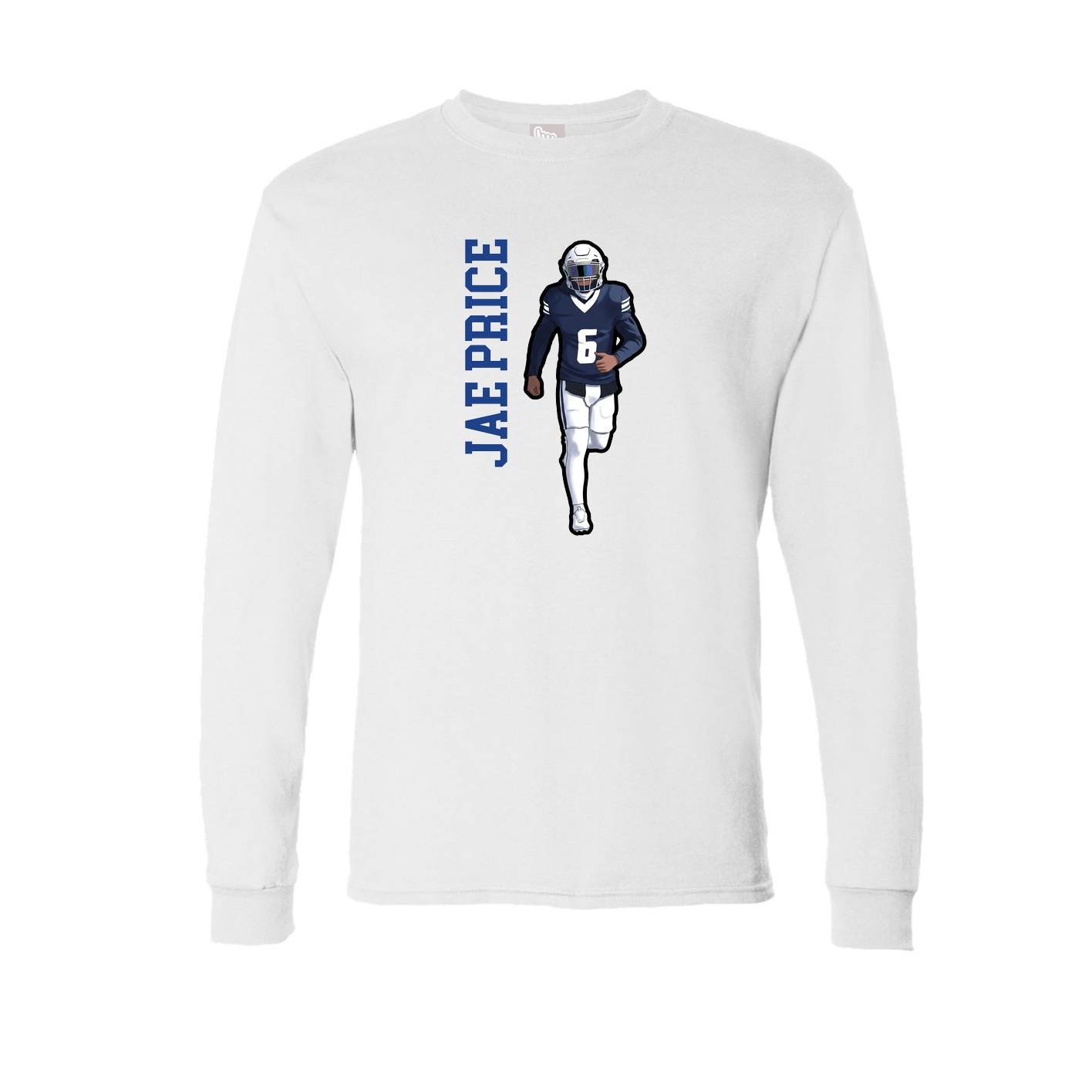 Long Sleeve Tee — Name Vertical in White