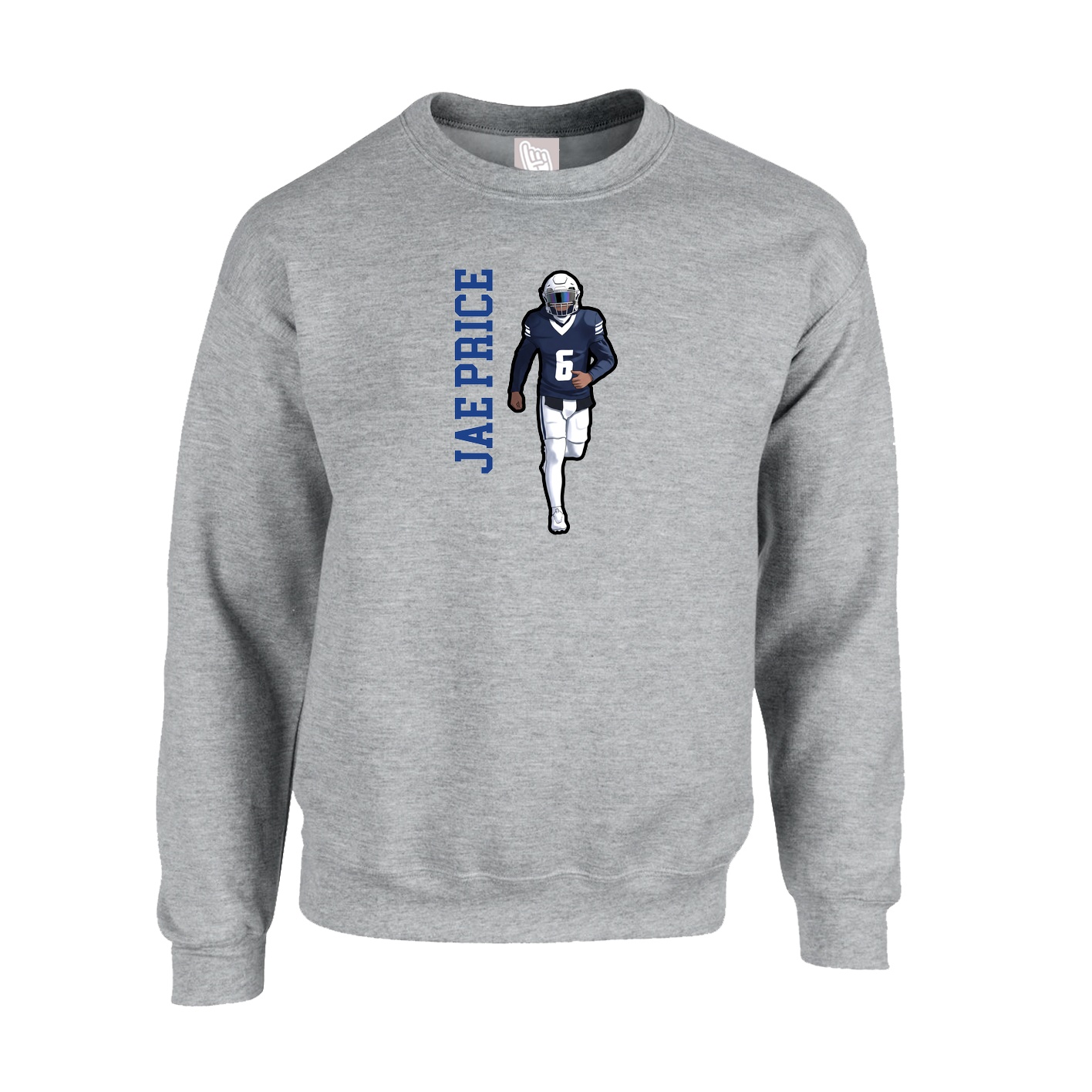 Fleece Crew — Name Vertical in Grey