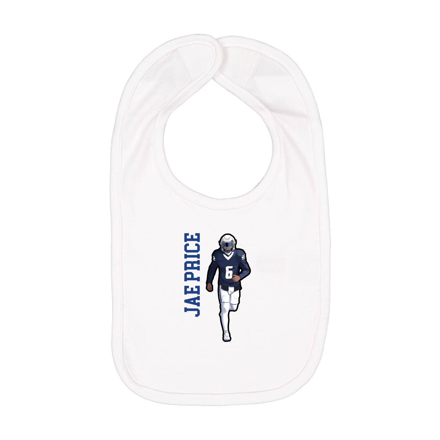 Infant Bib — Name Vertical in White