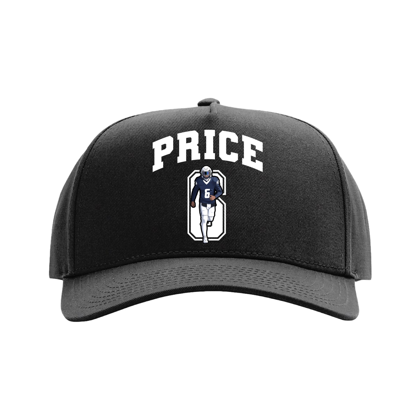 Full Fabric Five-Panel Champ Cap — Number in Black