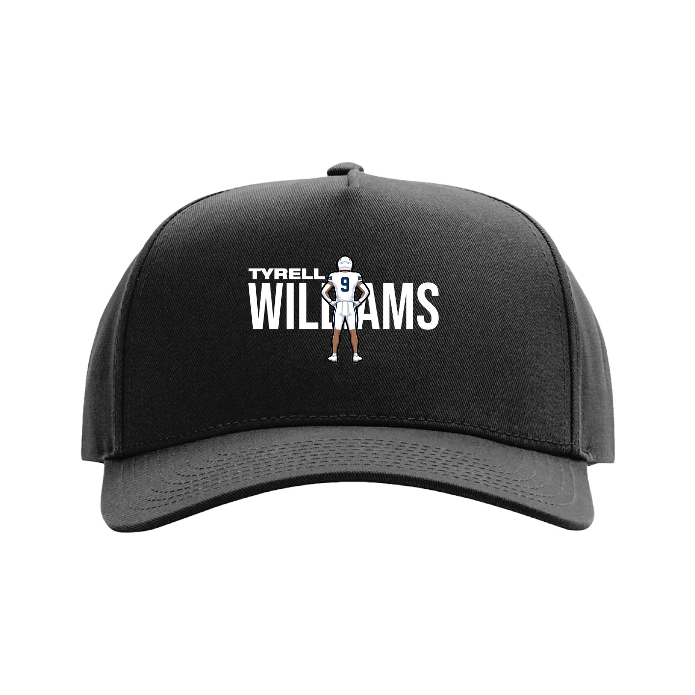 Full Fabric Five-Panel Champ Cap — Player Name in Black