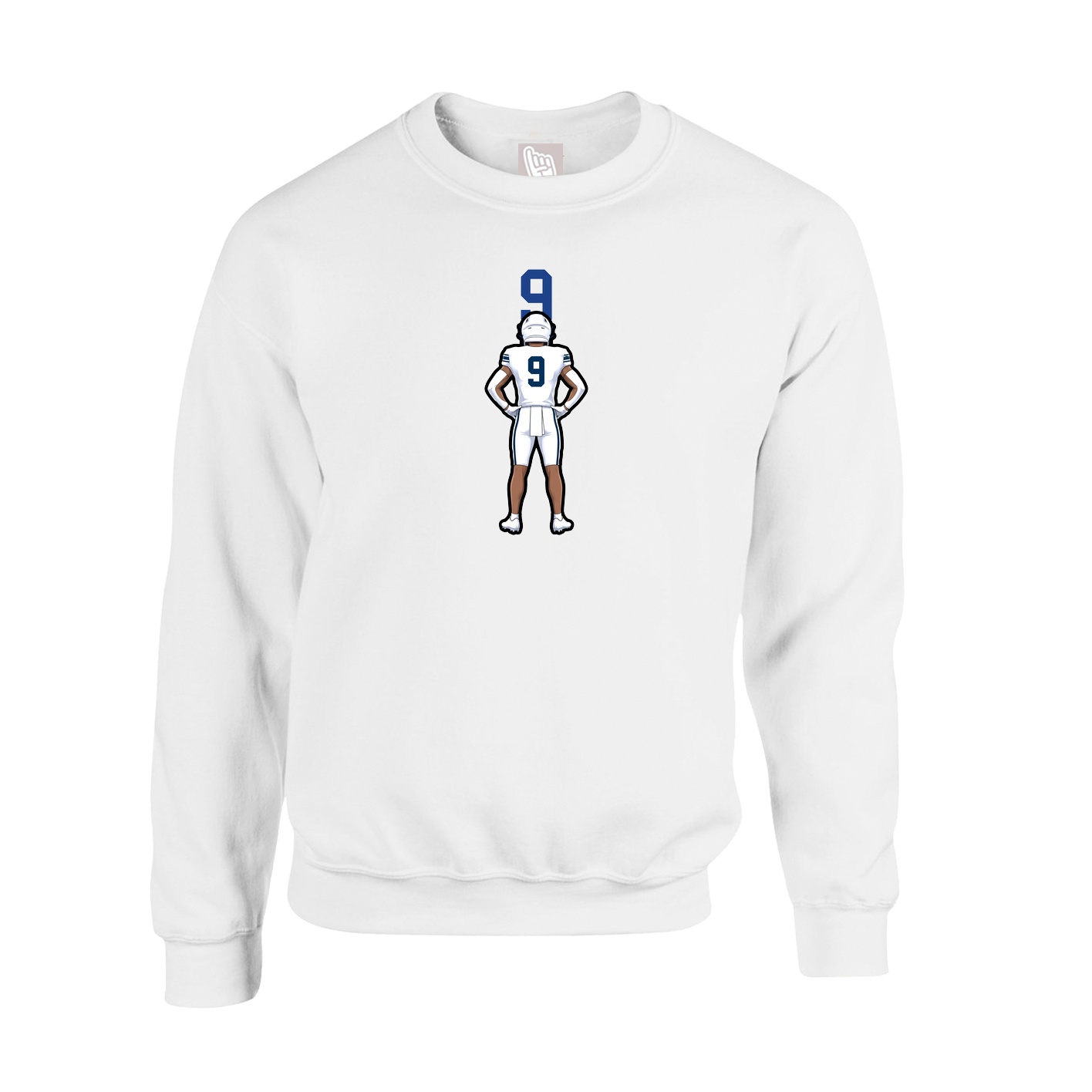 Fleece Crew — Number Top in White