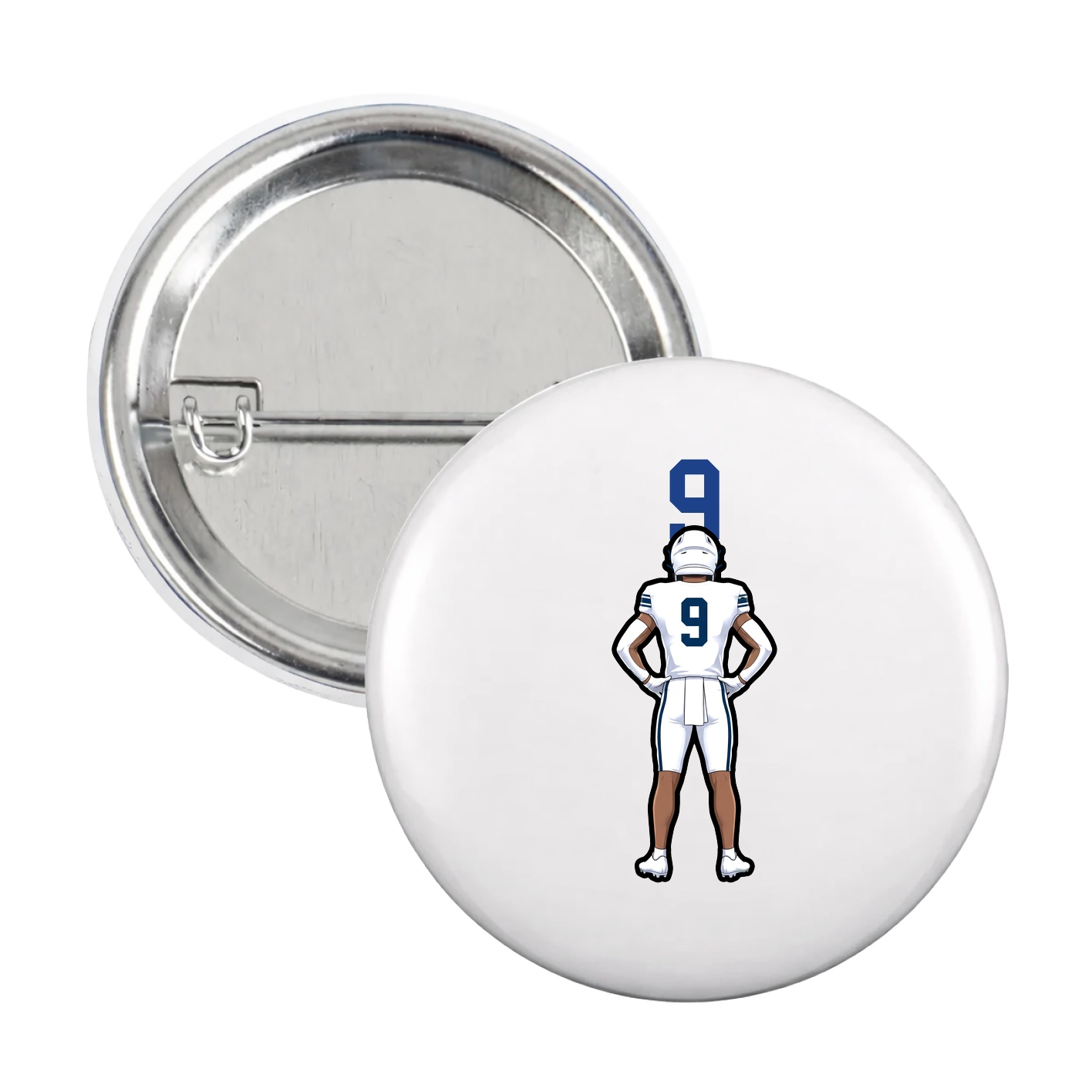 Game Day Button — Number Top in White