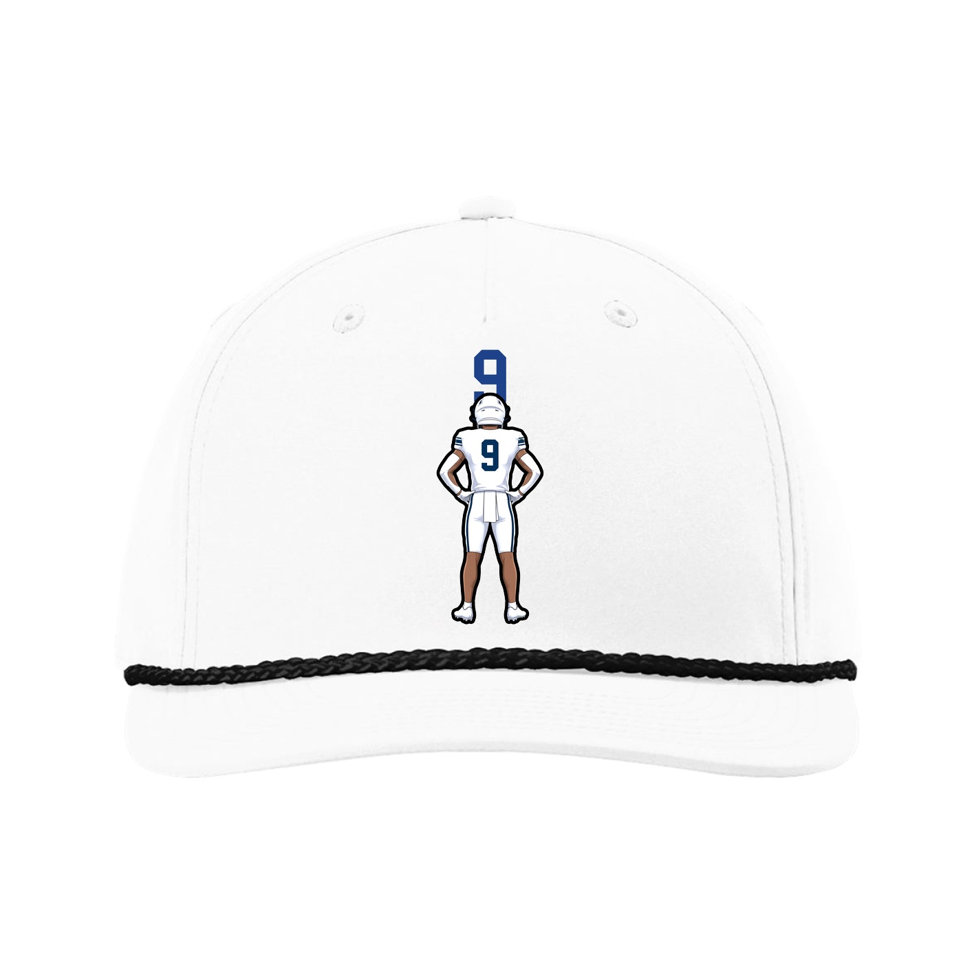 Five-Panel Classic Rope Cap — Number Top in White