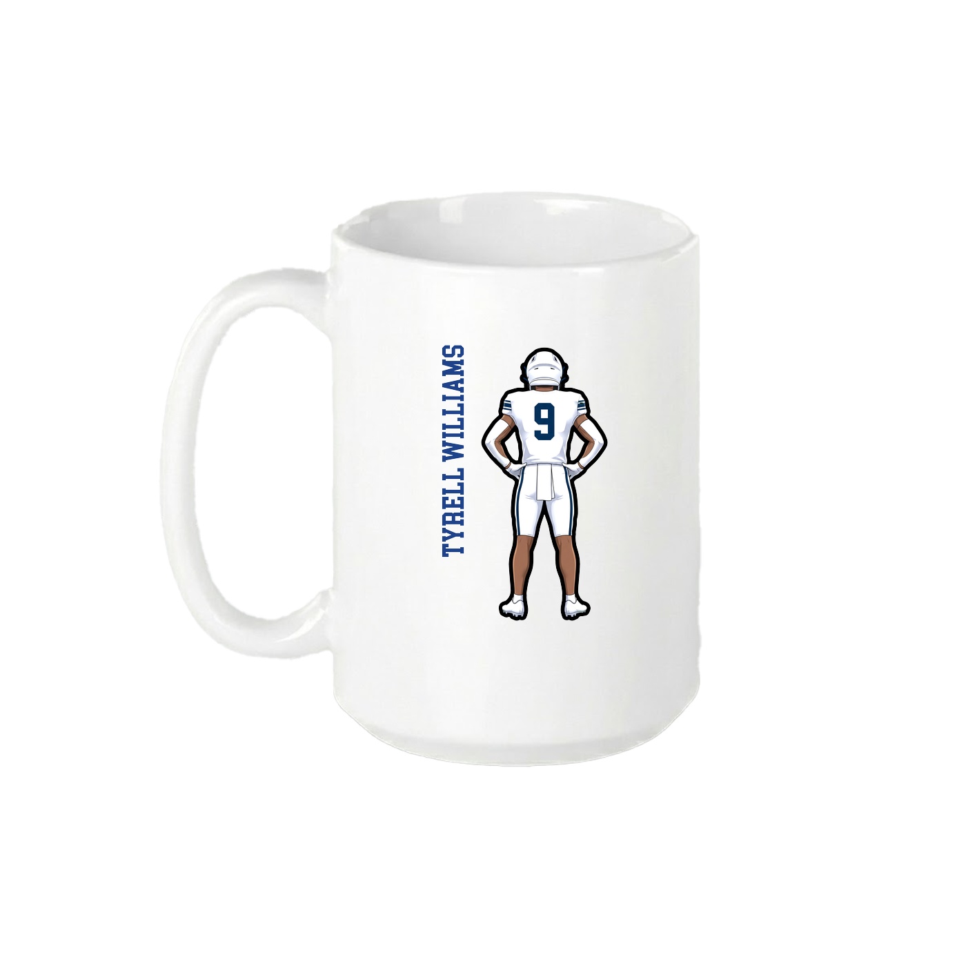 15oz Coffee Mug — Name Vertical in White