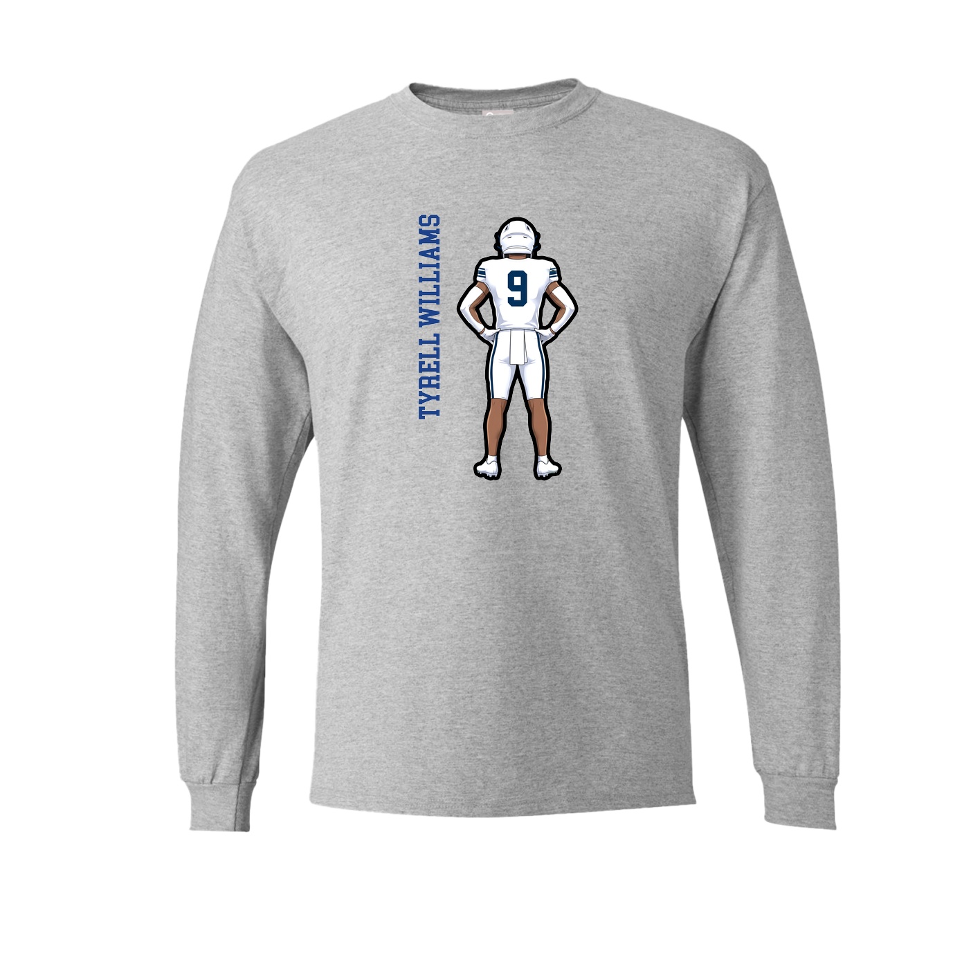 Long Sleeve Tee — Name Vertical in Grey