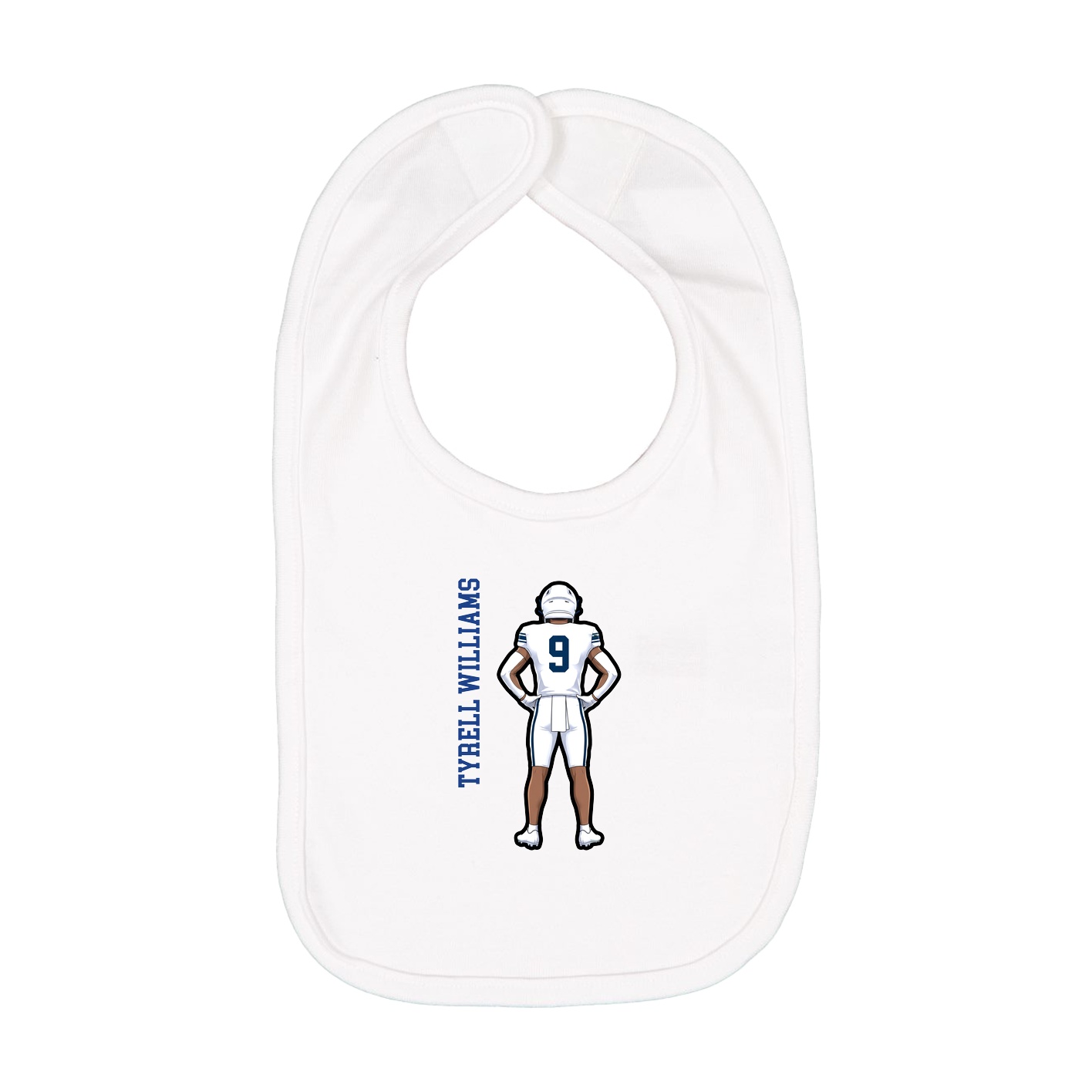 Infant Bib — Name Vertical in White