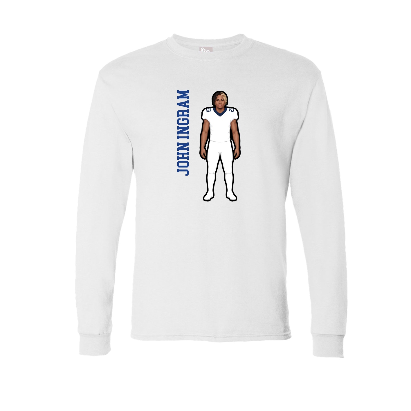 Long Sleeve Tee — Name Vertical in White