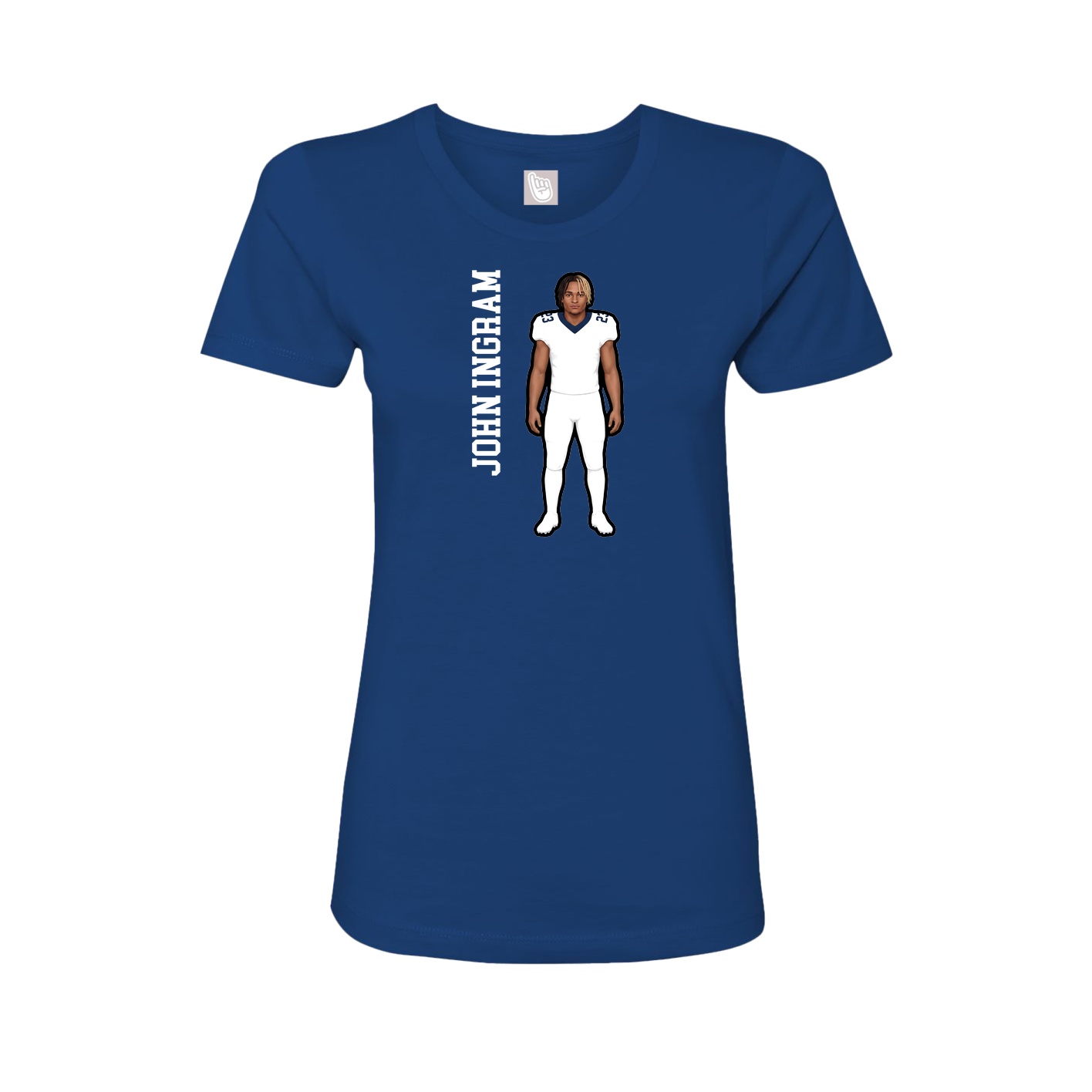 Fitted Women's Tee — Name Vertical in Royal