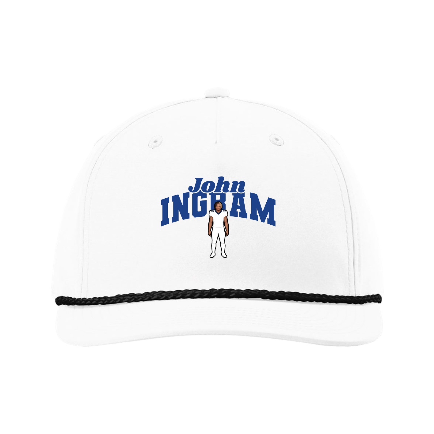 Five-Panel Classic Rope Cap — Signature Arch in White