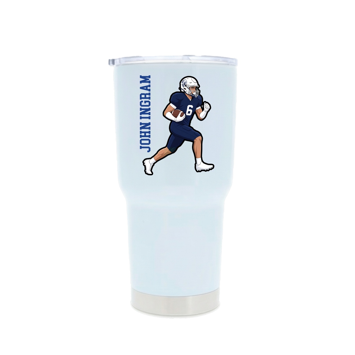 30oz Stainless Steel Tumbler — Name Vertical in White