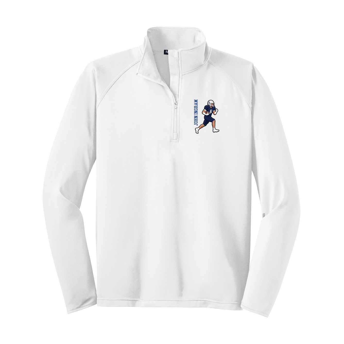 Q-Zip Pullover — Name Vertical in White